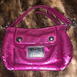 Pink sequin coach hand bag.